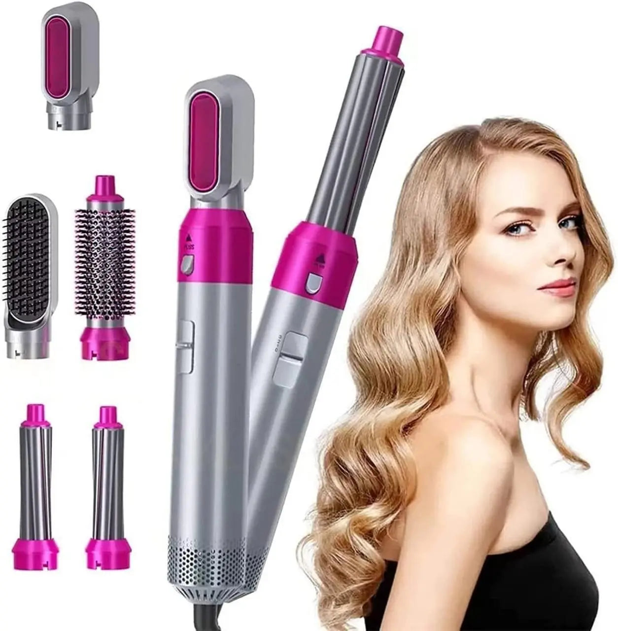 5 in 1 Multifunctional Hair Dryer Styling Tool, Detachable 5-in-1 Multi-Head Hot Air Comb, The Negative Ion Automatic Suction Hair Curler mxf3h1-4f