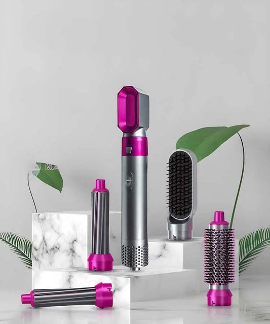 5 in 1 Multifunctional Hair Dryer Styling Tool, Detachable 5-in-1 Multi-Head Hot Air Comb, The Negative Ion Automatic Suction Hair Curler mxf3h1-4f