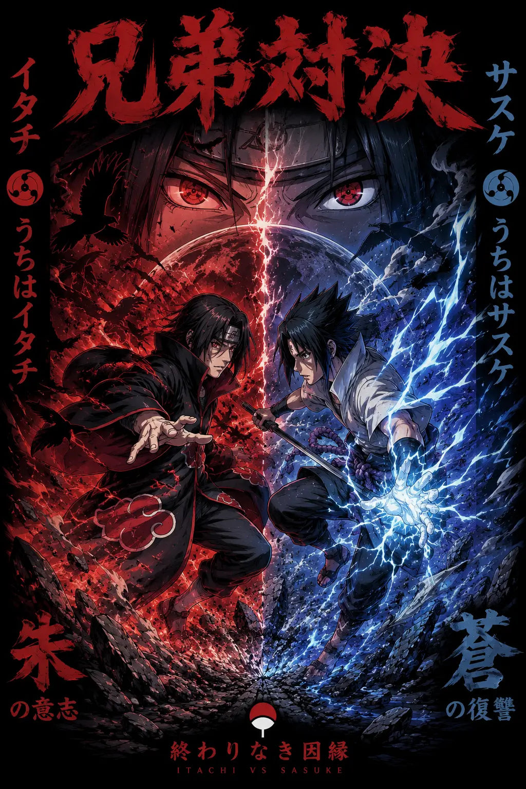 Itachi vs Sasuke Anime Oversized T-Shirt – Uchiha Battle Streetwear Tee - Tejank Store