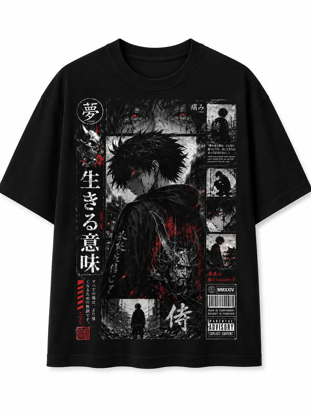 Shadow Samurai Anime Oversized T-Shirt - Tejank Store